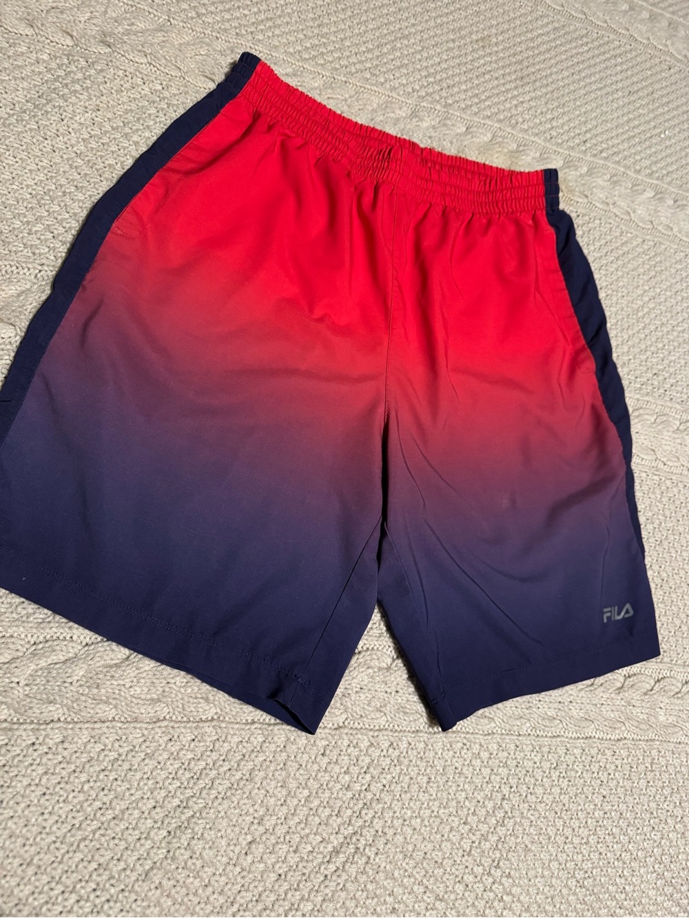 Fila Men’s Red-to-Navy Swim / Athletic Shorts